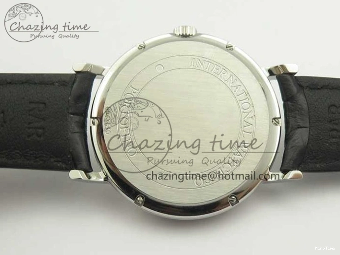 MIROTIME 0420 Fashionable Portofino Automatic SS TWF 1:1 Best Edition Silver Dial SS Markers on Black Leather Strap A 7200